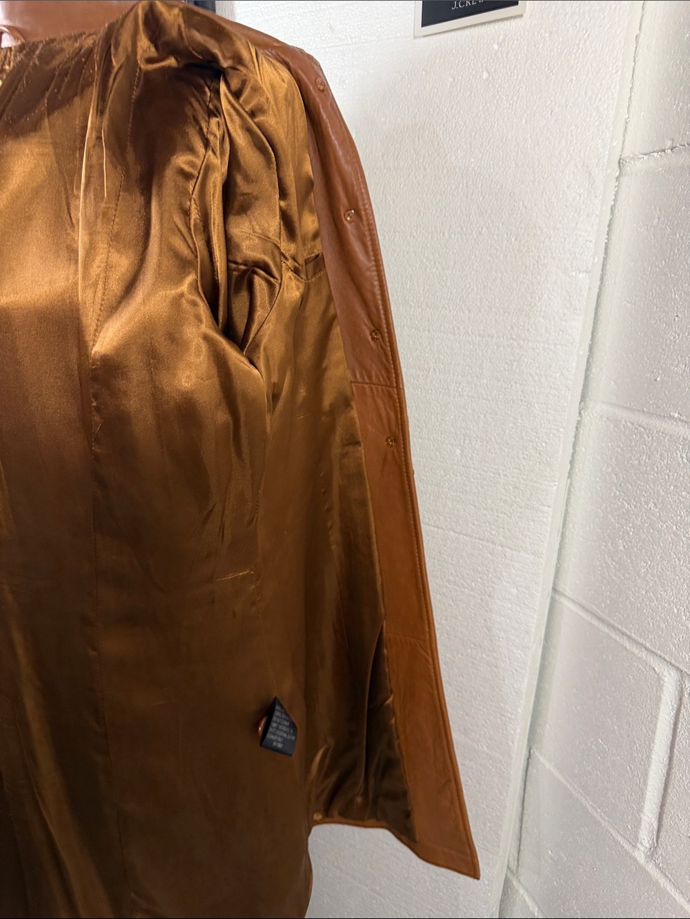 Vintage Classic Cognac Leather Button-Front Coat - Picture 7 of 13